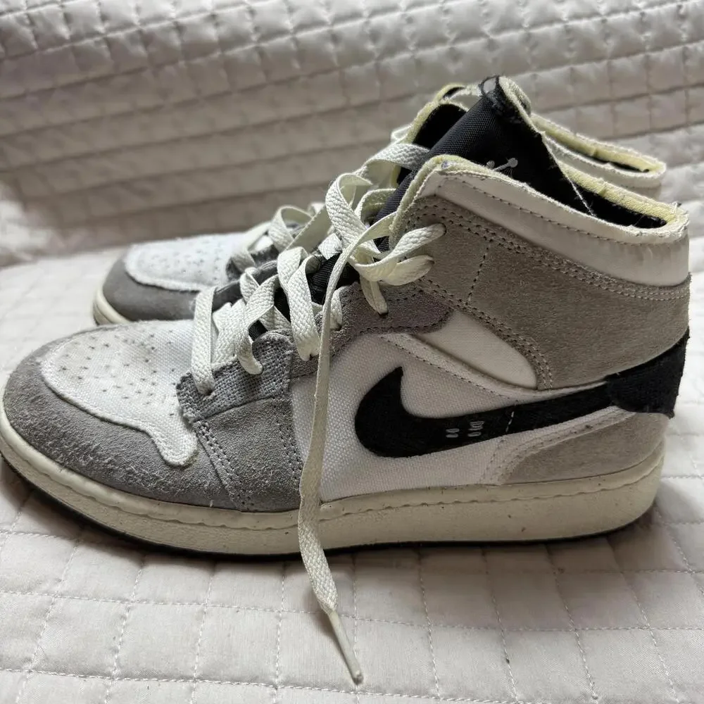 Nike Air‎ Jordan 1 Mid SE Craft GS Inside Out Cement Grey Youth Sz 5 FD9091-002